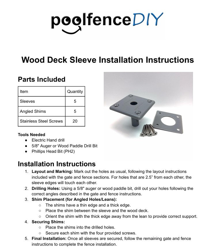 Wood Deck Sleeve Kit