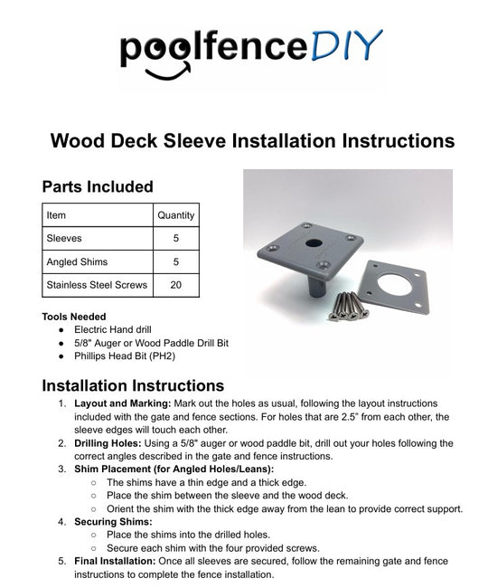 Wood Deck Sleeve Kit